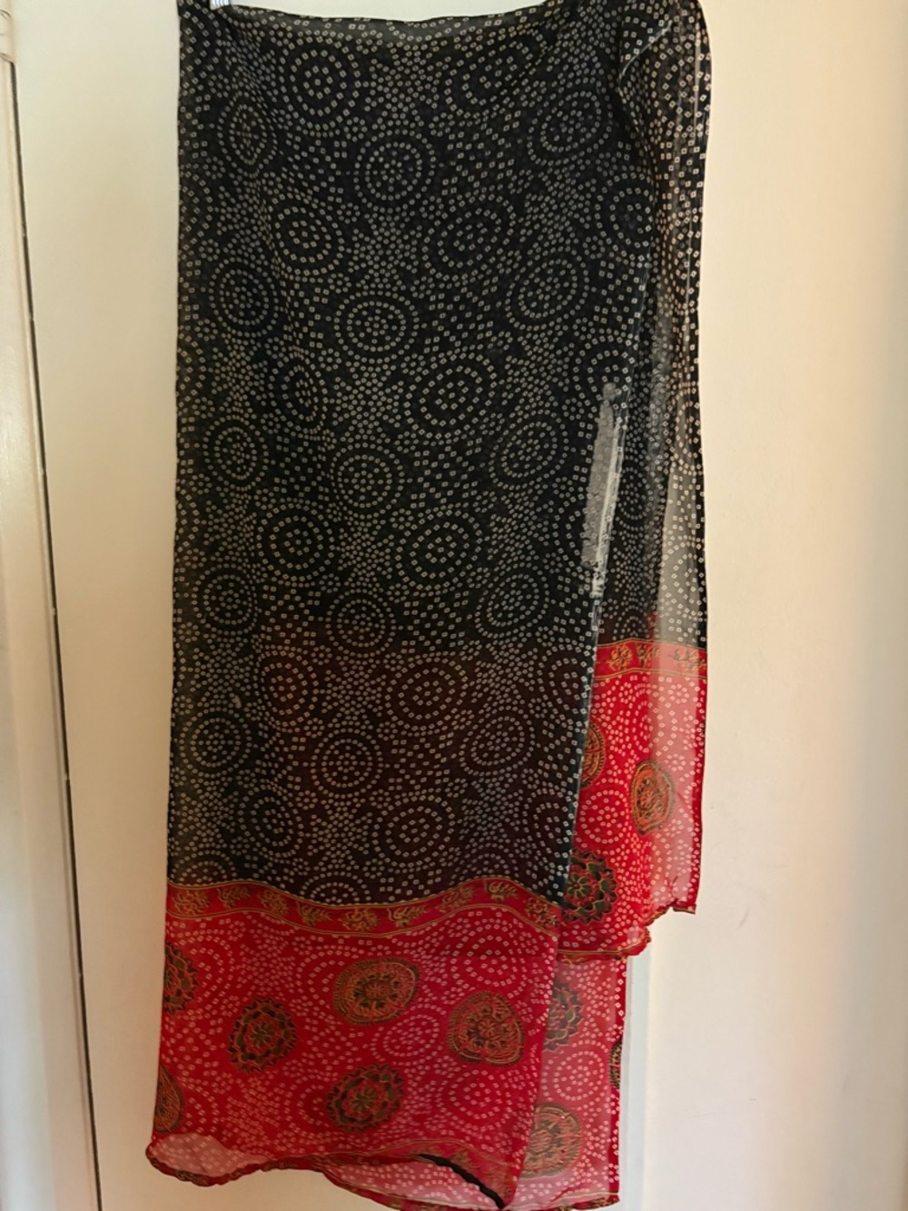 Black and Red Printed Dupatta